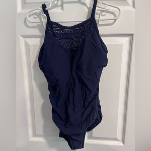 NWT Aquagreen Navy One Piece Bathing Suit. Size Large.